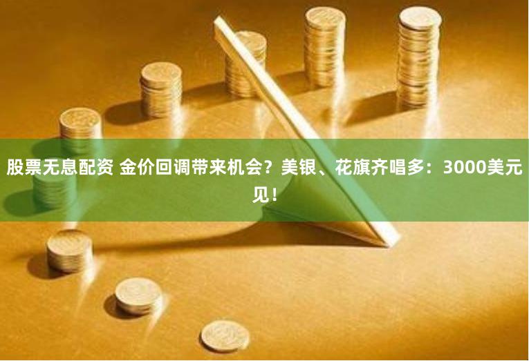 股票无息配资 金价回调带来机会？美银、花旗齐唱多：3000美元见！